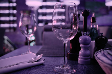 Glassware in the interior of the restaurant