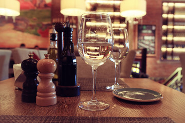 Glassware in the interior of the restaurant