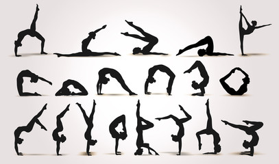 Yoga Positions. Silhouettes icons. Vector illustration