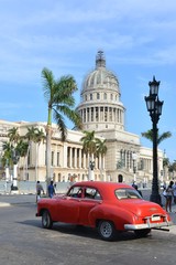 Vintage cars near the Capitol, Havana. Cuba.  