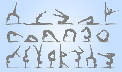 Yoga Positions. Silhouettes icons. Vector illustration