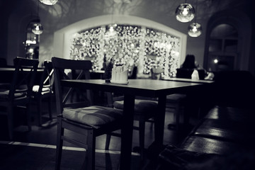 Monochrome still life restaurant