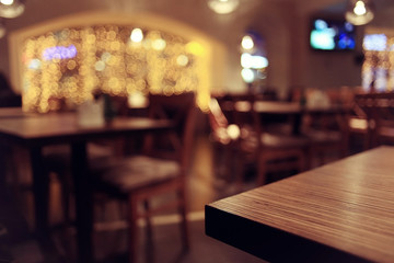 empty table background blur interior of the restaurant