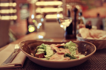view of the restaurant warm toning
