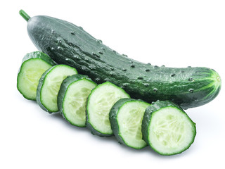Cucumbers on the white background.