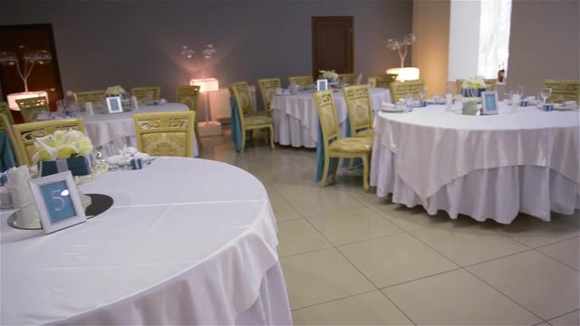 Decorated table for a wedding dinner, beautiful table setting