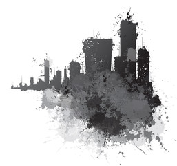 Vector abstract cityscape,  splashing  backgrounds.