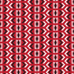 Seamless native pattern with black and white arrow on red backgr