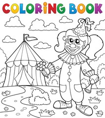 Coloring book clown near circus theme 7
