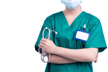 Doctor with a stethoscope. Isolated on white background