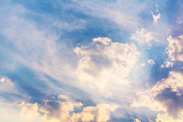white fluffy clouds in the blue sky