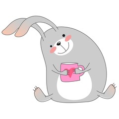 Милый кролик с чашкой © shinshilla