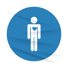 White Heart icon label on wrinkled paper