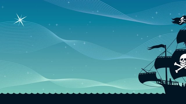 Pirate Ship Sailing 2 / Looping animation of pirate ship at night.
