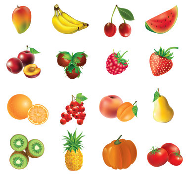 Set of  fruits and vegetables
