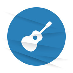 White Guitar icon label on wrinkled paper