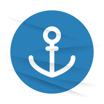 White Anchor icon label on wrinkled paper