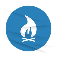 White Bonfire icon label on wrinkled paper