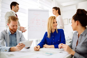 Succeful business partners brainstormin