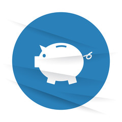 White Piggy Bank icon label on wrinkled paper