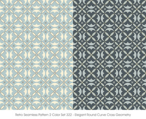 Retro Seamless Pattern 2 Color Set_322 Elegant Round Curve Cross Geometry
