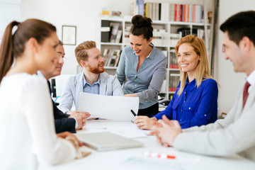 Happy business people in office