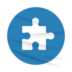 White Puzzle icon label on wrinkled paper