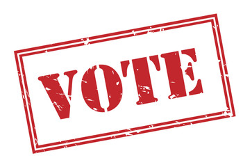 vote red stamp on white background