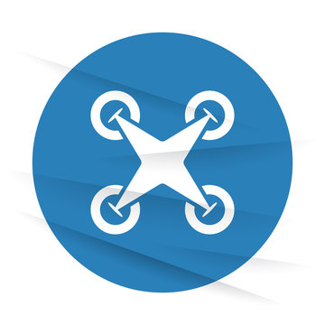 White Drone Quadcopter icon label on wrinkled paper