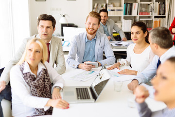 Fototapeta premium Business people using devices