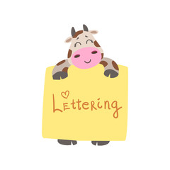 Cow With The Template For The Message