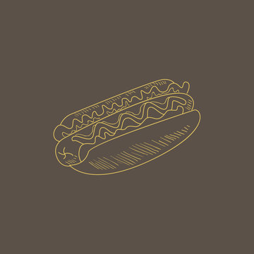 Hot Dog Hand Drawn Sketch