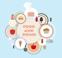 Food and drink theme. Flat design vector illustration