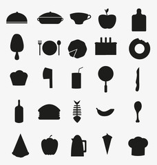 Set of black Food and drink vector icons