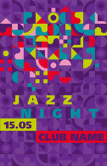 jazz music style geometry template vector poster