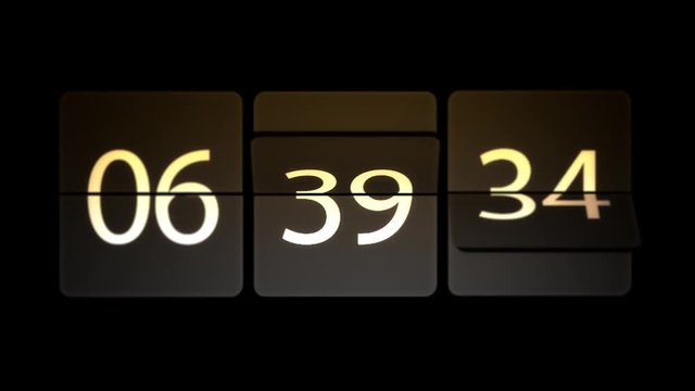 Chaotic moving clock. Clocks are set at 06:00 start a new countdown. The countdown starts from the sixth hour: 06:00. Six o'clock