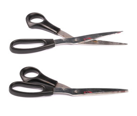 dirty scissors isolated on white background