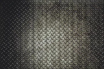 Foto auf Leinwand Rostige Stahldiamantplattenstruktur © exzozis