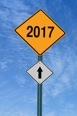 2017 ahead roadsign