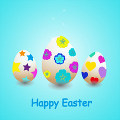 Illustration of decorative eggs on blue background