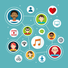 Social media design. Networking icon. Technology concept