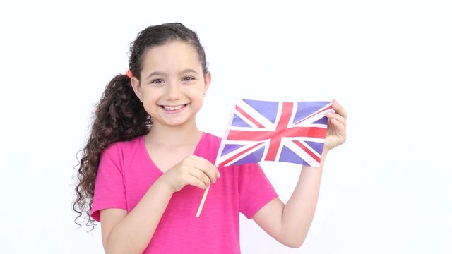 Brith flag held by a girl