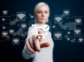 Social network web Wifi business button shopping car