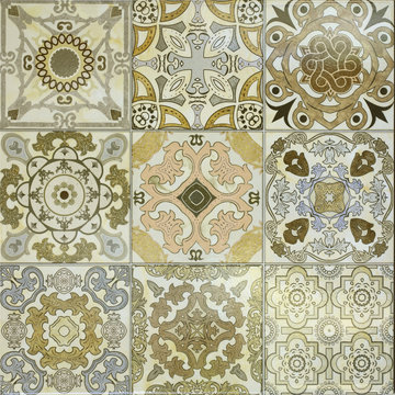Beautiful old wall ceramic tiles patterns handcraft from thailan
