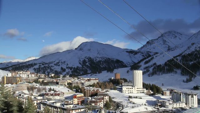 Timelapse of cableway and clouds in Sestriere Italy