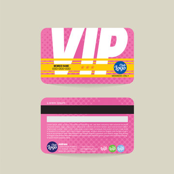 Front And Back VIP Member Card Template Vector Illustration.