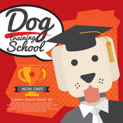 Dog Training School Vector Illustration.