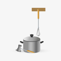 Kitchen design. Supplies icon. White background, vector illustration