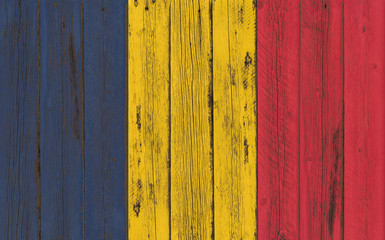 Flag of Chad painted on wooden frame