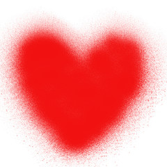 Красное абстрактное акварельное сердце на белом фоне . брызги, потеки, пятна.